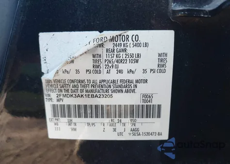 2014 Ford Edge Sport from USA, damaged, VIN 2FMDK3AK1EBA23205